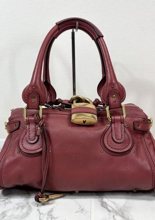Rare Chloe Paddington Hand Bag Leather Pink With Padlock Key