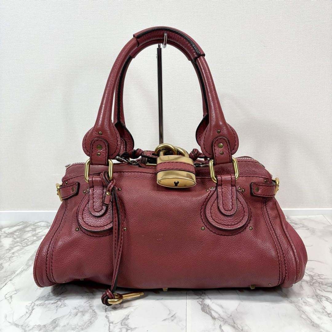 Rare Chloe Paddington Hand Bag Leather Pink With Padlock Key