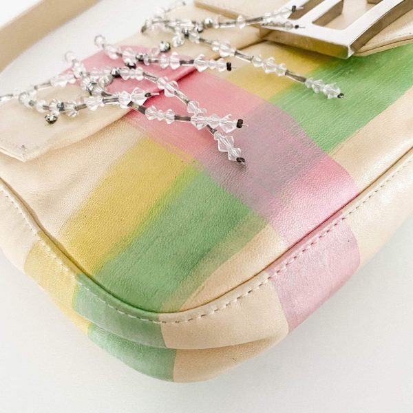 Authentic FENDI Baguette Cream Leather Beads Embroidered Pre-owned - Image 15