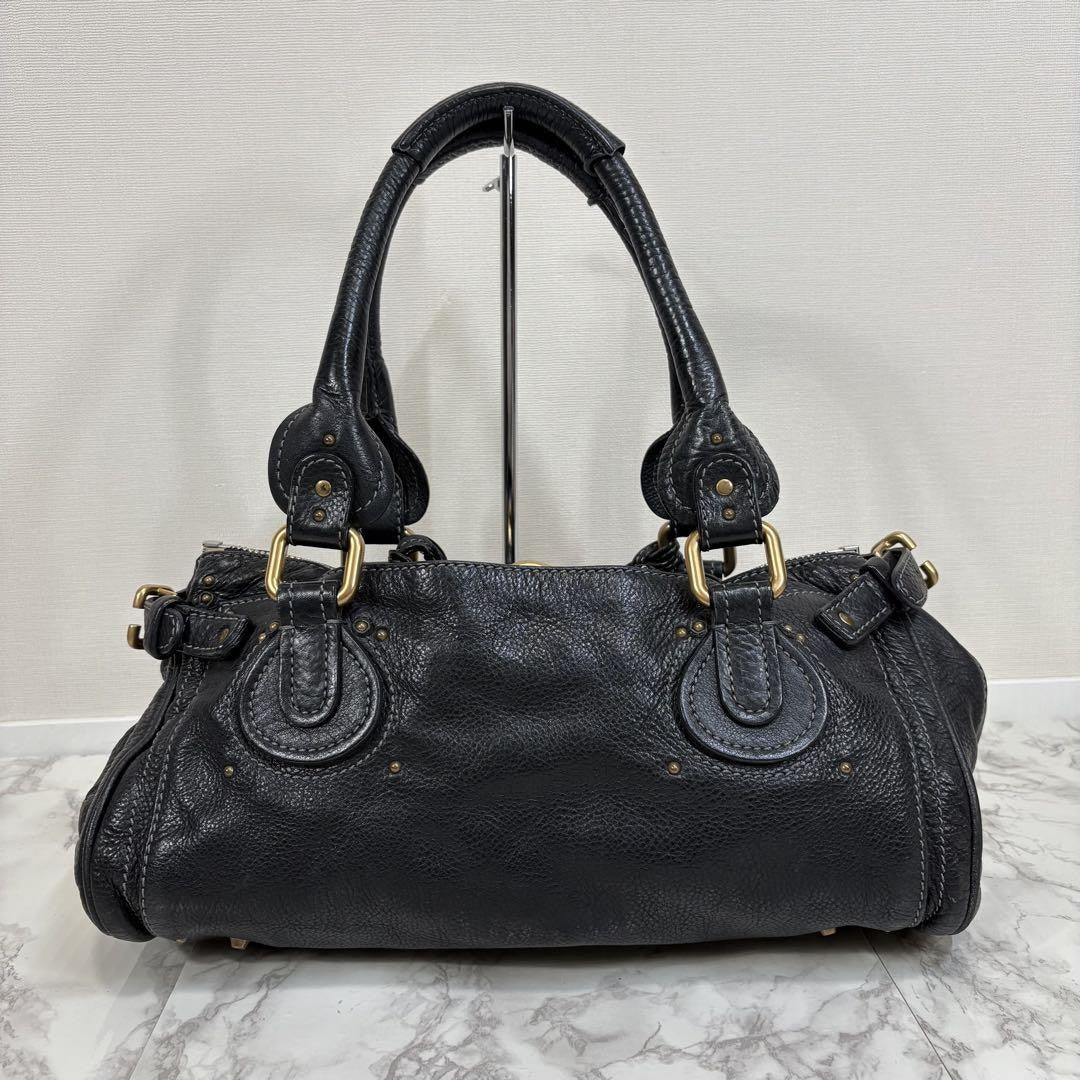 Rare Chloe Paddington Hand Bag Leather Black Padlock Key Used