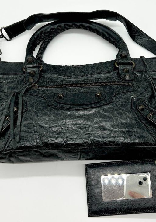 Y2K BALENCIAGA Classic First 103208 2-Way Handbag – Black Leather Authentic ES1