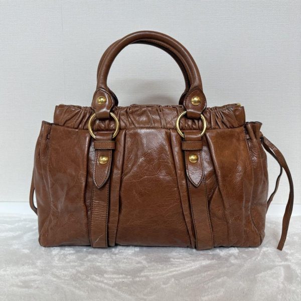 Authentic PreOwned miumiu vitello lux ribbon 2way bag brown leather shoulder - Image 1