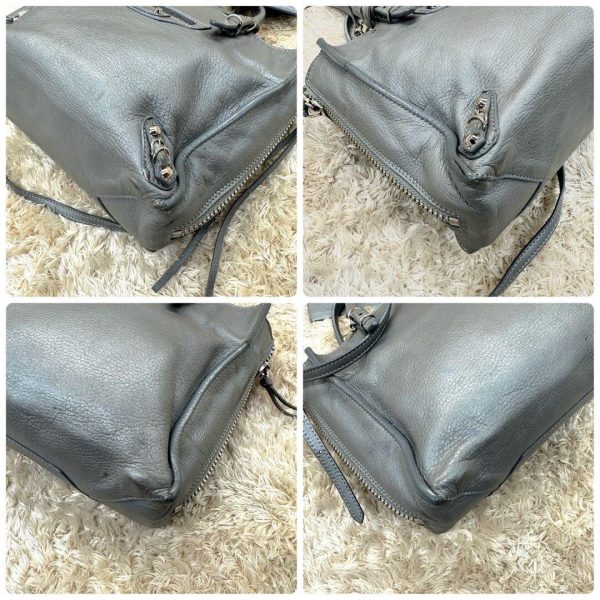 BALENCIAGA Papier 2way Shoulder Hand Bag Tote Leather Gray Women Authentic - Image 5