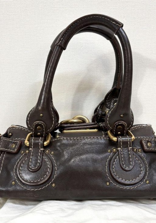 Rare Chloe Mini Paddington Handbag Leather Key and Lock Dark Brown Used