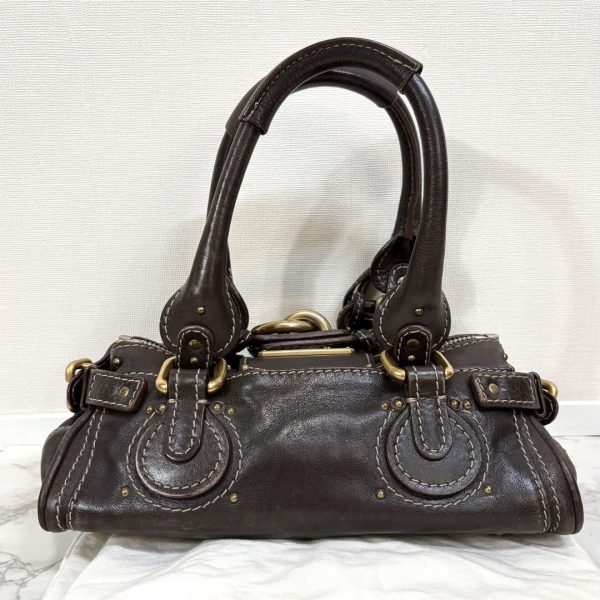 Rare Chloe Mini Paddington Handbag Leather Key and Lock Dark Brown Used - Image 1