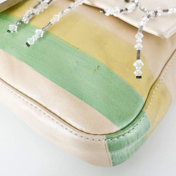 Authentic FENDI Baguette Cream Leather Beads Embroidered Pre-owned - Image 16