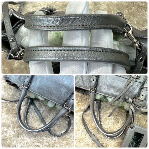 BALENCIAGA Papier 2way Shoulder Hand Bag Tote Leather Gray Women Authentic - Image 6