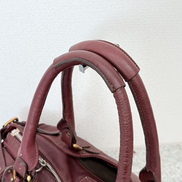 Rare Chloe Paddington Large Editor's Bag Leather Bordeaux Padlock Key Used - Image 6