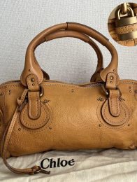 Rare Chloe Paddington Handbag Shoulder Bag Padlock Key Leather Brown