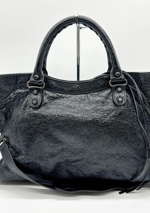 NEAR MINT BALENCIAGA Y2K Classic City 115748 2way Shoulder Bag Black Leather ES1