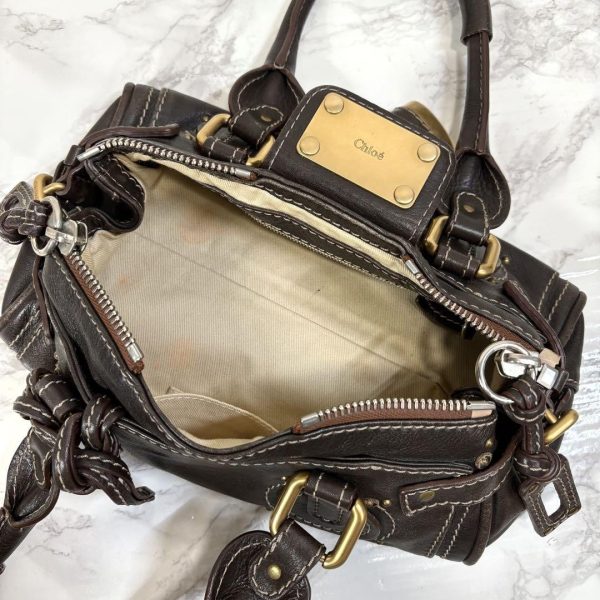 Rare Chloe Mini Paddington Handbag Leather Key and Lock Dark Brown Used - Image 7