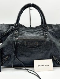 NEAR MINT BALENCIAGA Y2K Classic City 115748 2way Shoulder Bag Black Leather ES1