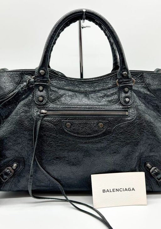 NEAR MINT BALENCIAGA Y2K Classic City 115748 2way Shoulder Bag Black Leather ES1