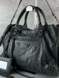 BALENCIAGA Y2K Classic City 2-Way Shoulder Bag 115748 - Dark Gray Leather ES1