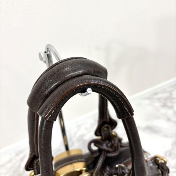 Rare Chloe Mini Paddington Handbag Leather Key and Lock Dark Brown Used - Image 3