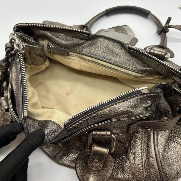 Rare Chloe Paddington handbag metallic silver Shoulder Bag Leather Women's - Image 9