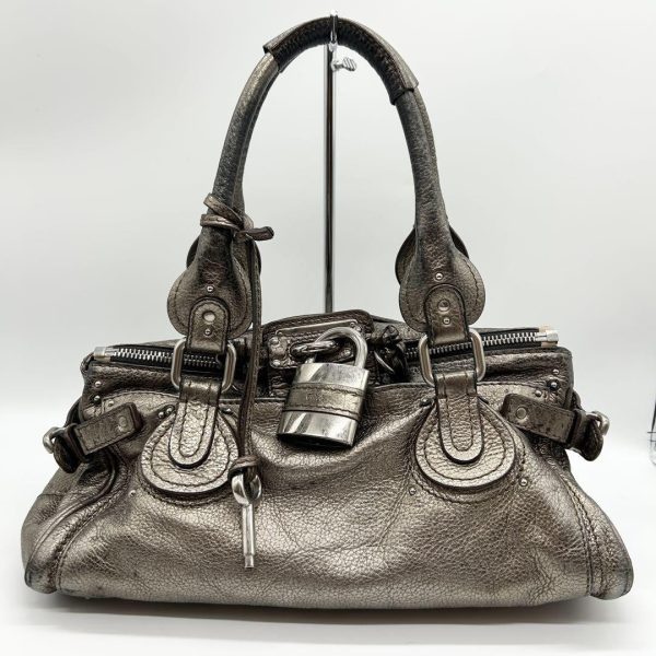 Rare Chloe Paddington handbag metallic silver Shoulder Bag Leather Women's - Image 1