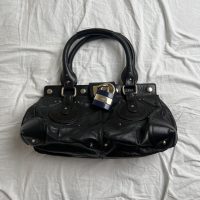 Rare Chloe Paddington Handbag Shoulder Bag Padlock Key Black Leather silver