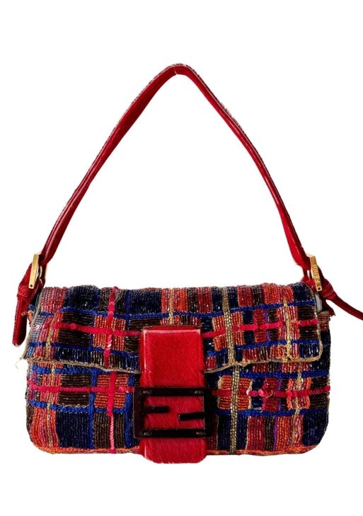 Authentic FENDI Baguette Multicolor Beaded Shoulder Bag Pre-owned