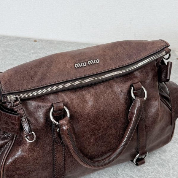 Authentic PreOwned miu miu vitello lux side ribbon bag y2k Dark brown - Image 5