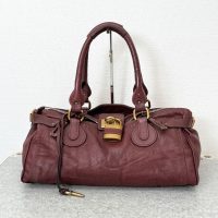 Rare Chloe Paddington Large Editor's Bag Leather Bordeaux Padlock Key Used