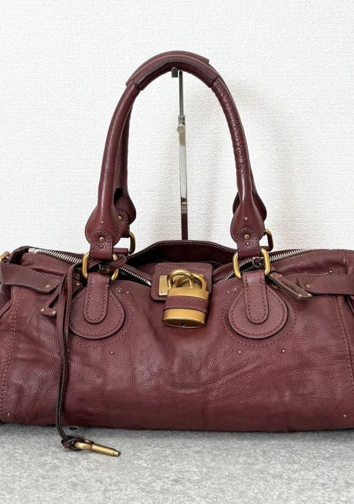 Rare Chloe Paddington Large Editor's Bag Leather Bordeaux Padlock Key Used