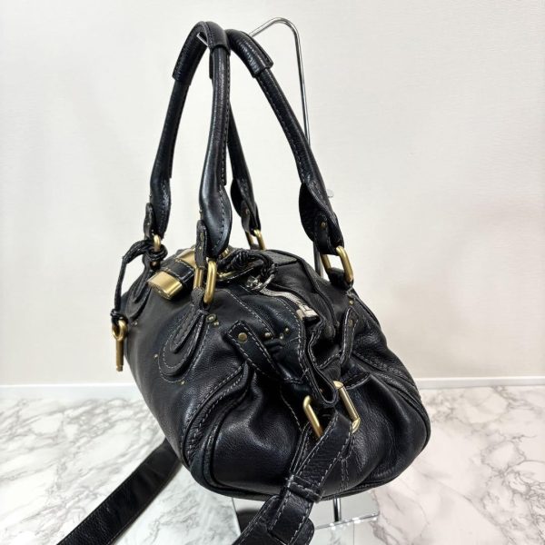 Rare Chloe 32914 Paddington Shoulder Bag Black Leather W Padlock Key - Image 3