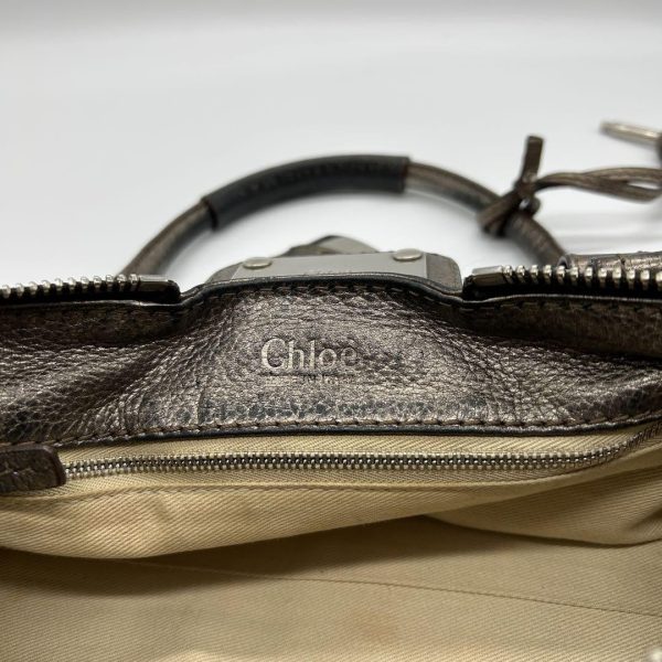Rare Chloe Paddington handbag metallic silver Shoulder Bag Leather Women's - Image 10