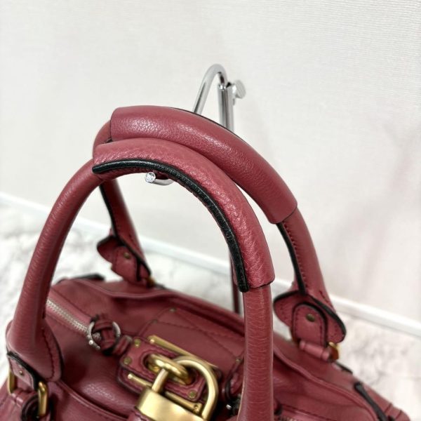 Rare Chloe Paddington Hand Bag Leather Pink With Padlock Key - Image 6