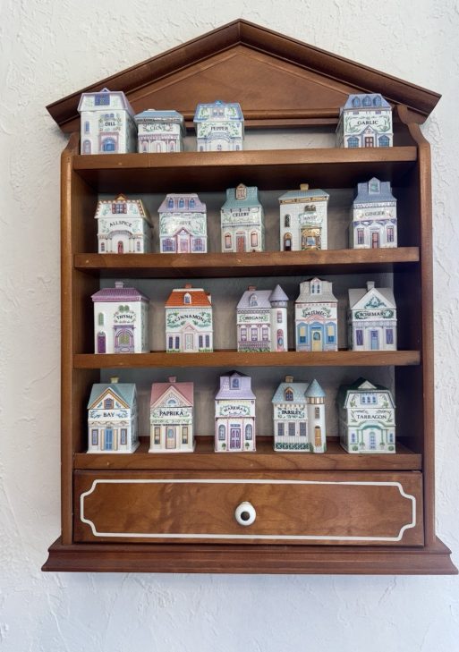 1989 Lenox Village Spice Jars (19) & Original Spice Rack