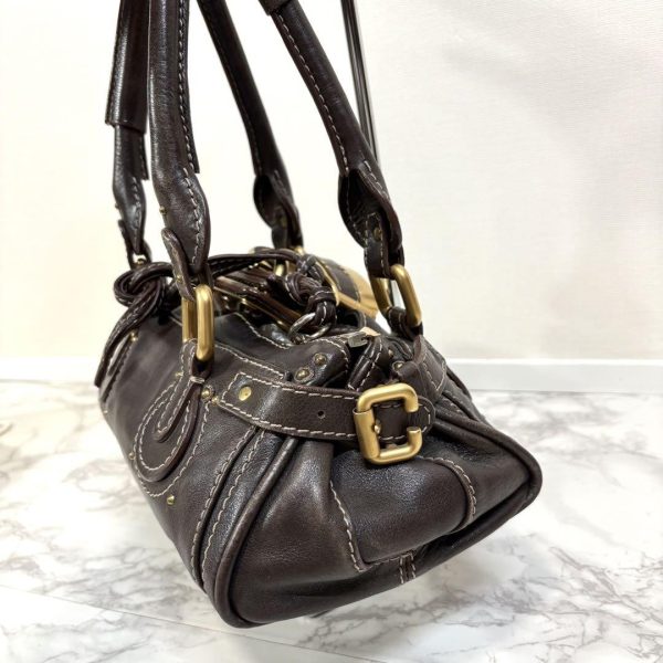 Rare Chloe Mini Paddington Handbag Leather Key and Lock Dark Brown Used - Image 5