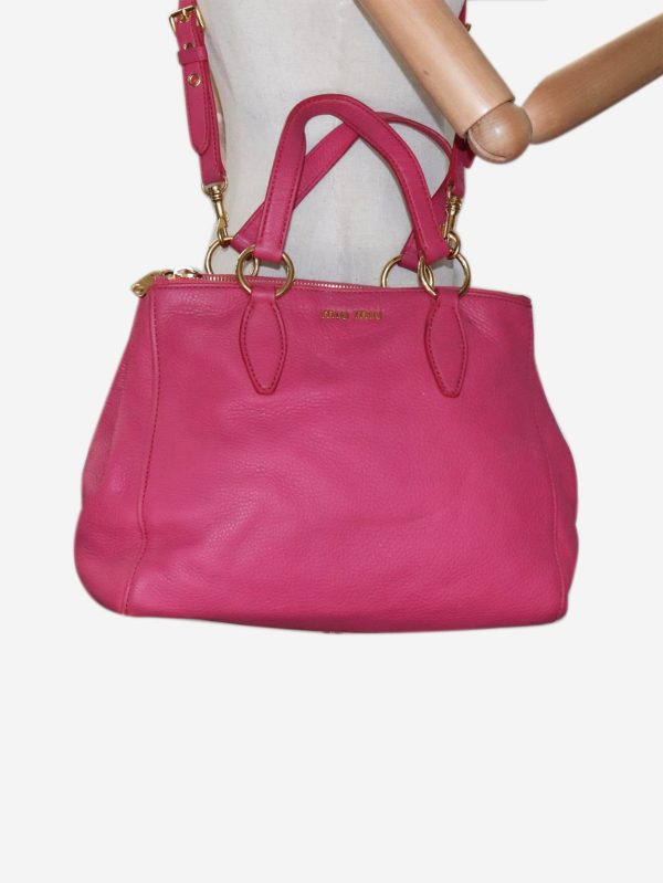 Pink leather 2way bag
